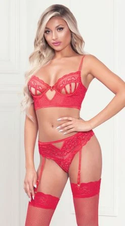 Seven 'til Midnight Double Trouble Longline Bra Set -LEG AVENUE Shop ST 11340 RED F 2022JAN42771