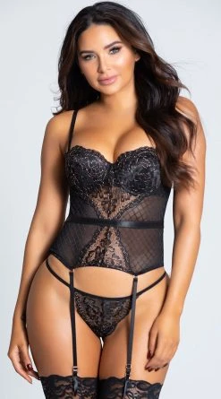 LEG AVENUE Shop 2 Yandy Flirty Flush Push-Up Black Bustier Set