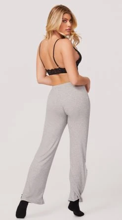 Yandy Pure Relaxation Pajama Set -LEG AVENUE Shop YMC YD00131A BRALETTE PANT SET GREY 2323