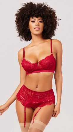 Yandy Deeper Connection Bra Set 13 Yandy Deeper Connection Bra Set -LEG AVENUE Shop YO 41 11626 BRA SET GARTER SKIRT LACE RED 0730