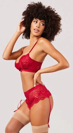 Yandy Deeper Connection Bra Set 11 Yandy Deeper Connection Bra Set -LEG AVENUE Shop YO 41 11626 BRA SET GARTER SKIRT LACE RED 0754