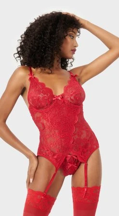 Yandy Flirty Fold Over Bustier Set -LEG AVENUE Shop YO 60 11298 RED 03 YANDY PS03312022
