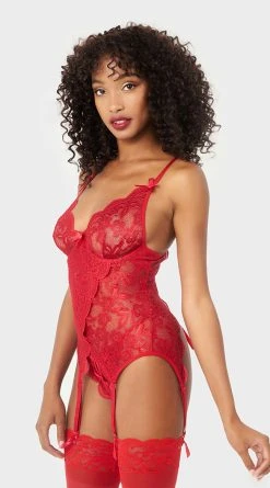 Yandy Flirty Fold Over Bustier Set -LEG AVENUE Shop YO 60 11298 RED 04 YANDY PS03312022