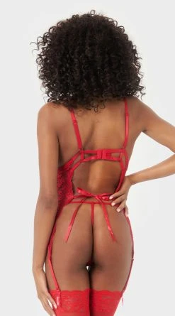 Yandy Flirty Fold Over Bustier Set -LEG AVENUE Shop YO 60 11298 RED 05 YANDY PS03312022