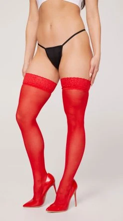 Yandy Intricate Lace Top Thigh High Stockings -LEG AVENUE Shop YPO Y 026 RED 2774 Yandy PS05032022