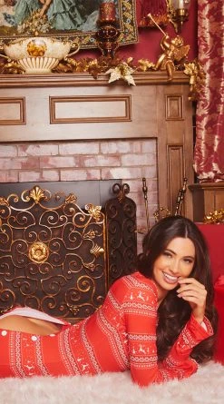 Yandy For Real Doe Onesie -LEG AVENUE Shop YR E7204 HOLIDAY ONESIE LOUNGE RED 0165