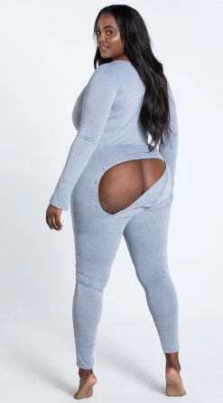 Yandy Plus Size Back In A Snap Onesie -LEG AVENUE Shop YR E7226Q GRY 6 YANDY PS06282021