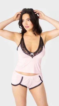 Yandy Sweet Dreams Pajama Set -LEG AVENUE Shop YSM PL YA10608 PINK BLACK 02 YANDY PS03302022