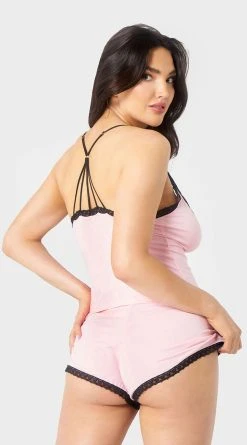 Yandy Sweet Dreams Pajama Set -LEG AVENUE Shop YSM PL YA10608 PINK BLACK 05 YANDY PS03302022